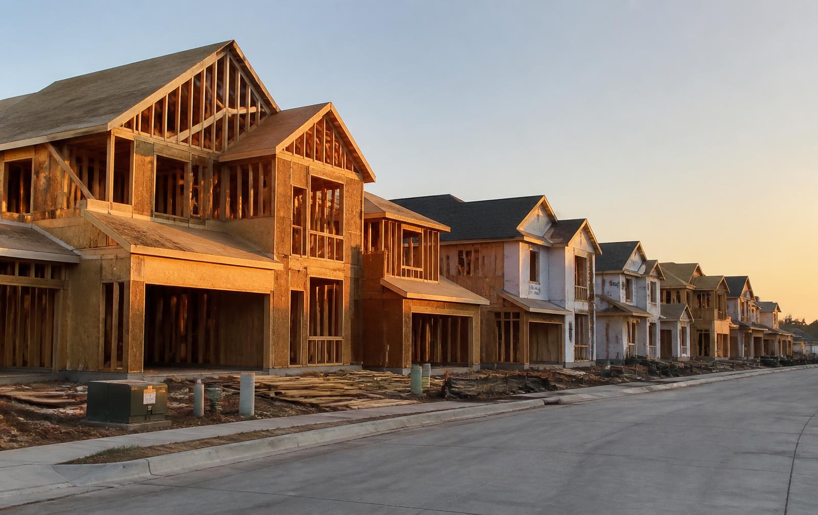 Homes under construction in a Dallas–Fort Worth community